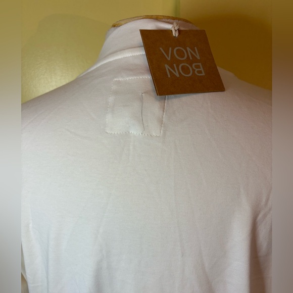 Von Bon Women's Long Sleeve White Top. Beading Accent by Neckline - Picture 6 of 9